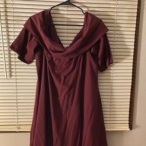 ASOS Curve burgundy off the shoulder dress